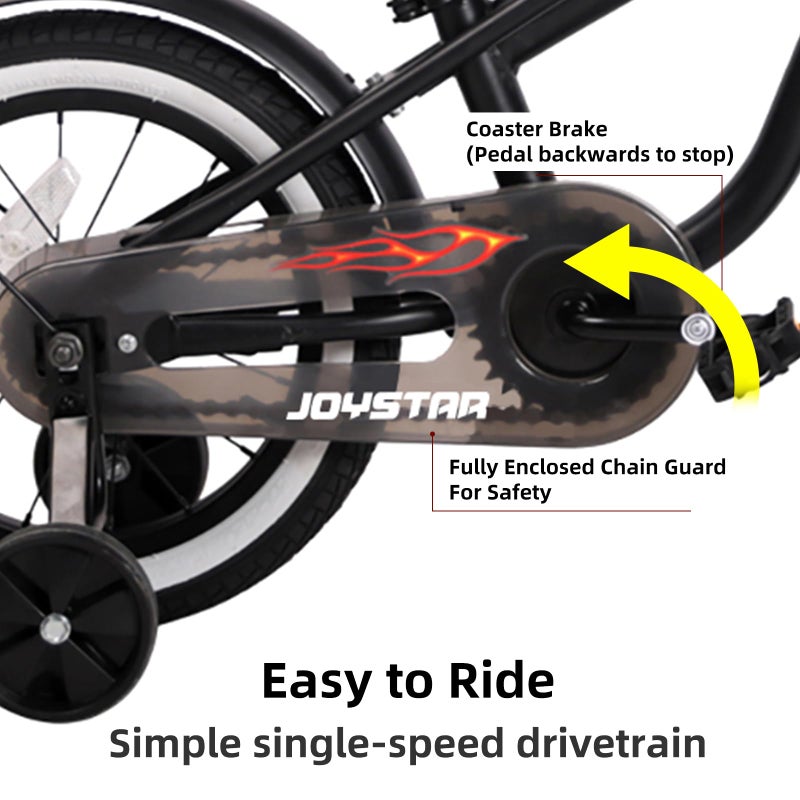 JOYSTAR 14 Inch Kids Bike with Training Wheels for Ages 3-5 Years Old Girls Boys Bikes Toddler Bike Beach Cruiser Kids Bicycle Black - Image 3
